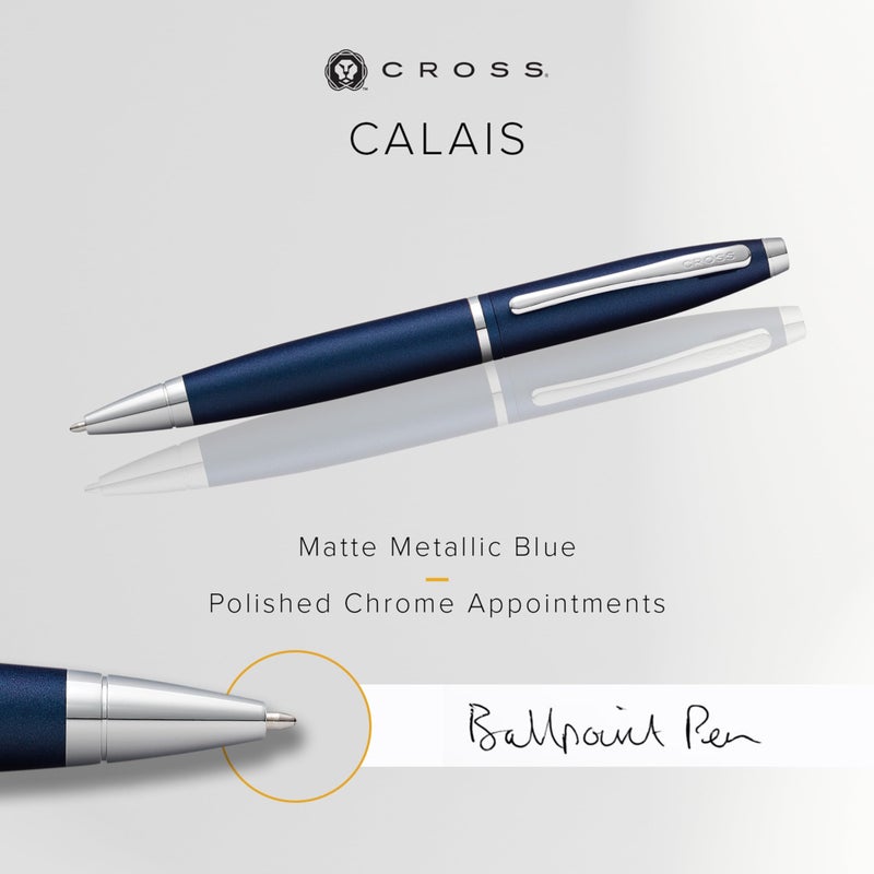 Cross Calais Refillable Ballpoint Pen Presented in a Luxury Gift Box - Medium Point, Black Ink, Matte Metallic Midnight Blue - Image 2